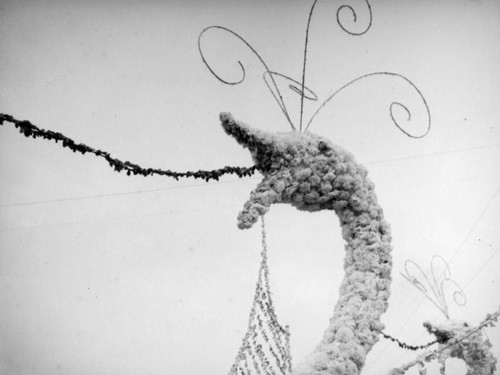Detail of a dragon on the Standard Oil float, 1938 Rose Parade