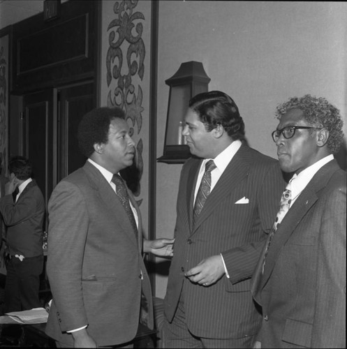 Frank Holoman, Maynard Jackson, and Dr. Clarence Littlejohn, Los Angeles, 1973