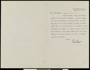 Henry Blake Fuller, letter, 1928-02-03, to Hamlin Garland