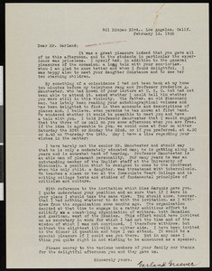 Garland Greever, letter, 1932-02-13, to Hamlin Garland