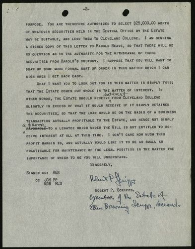 Robert P. Scripp's Letter to Thomas L. Sidlo