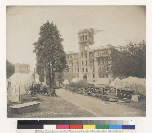 Hall of Justice and Portsmouth Square. [Refugee camp. No. 105.]