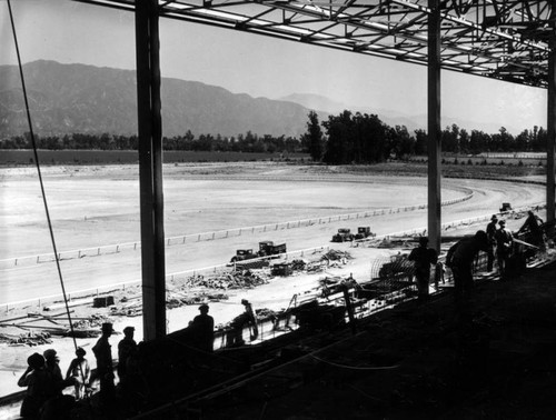 Grandstand under construction, Santa Anita Racetrack