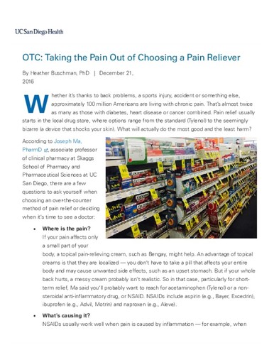 OTC: Taking the Pain Out of Choosing a Pain Reliever