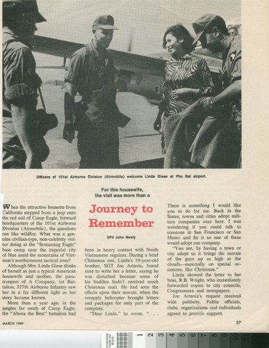 For this housewife, the visit was more a Journey to Remember (Army Digest 1969)