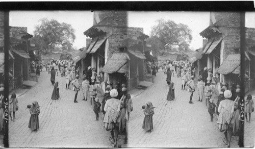 Wretched life of the Native Hindus at Close Quarters, street in Futtipur - Sikri, a trypical village street in India