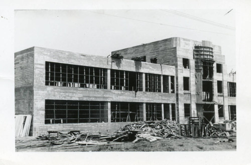 Construction of Administration Building as viewed from 79th Street, 1937