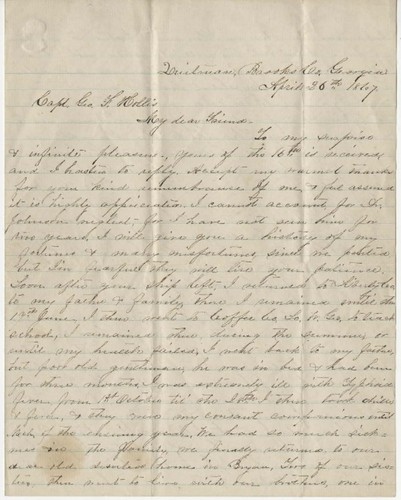 Letters from Lizzie Hart to George F. Hollis