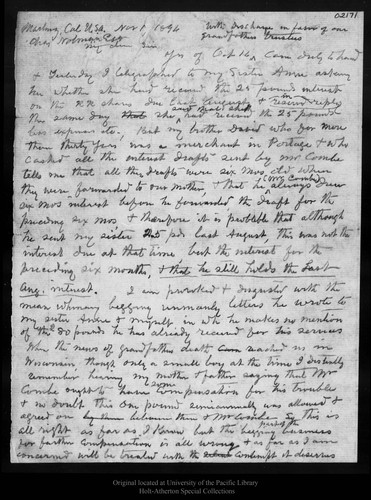 Letter from John Muir to Charles Notman, 1896 Nov 1