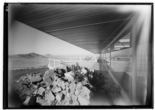 Bass, Newton T., residence. Exterior detail and Swimming pool