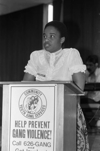 Community Youth Gang Services event, Avis Ridley-Thomas, Los Angeles, 1983