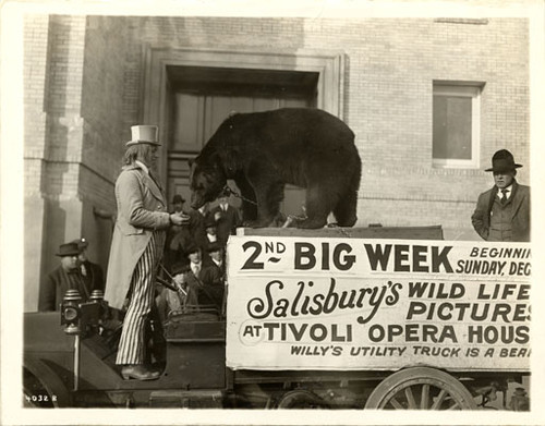[Performers from the Panama-Pacific International Exposition on a truck in front of Civic Auditorium]
