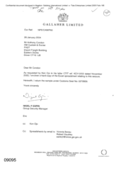[Letter from Nigel P Espin to Anthony Condon regarding an enclosed copy of the excel spreadsheet in relation to the seizure]