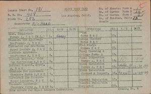 WPA block face card for household census (block 282) in Los Angeles County