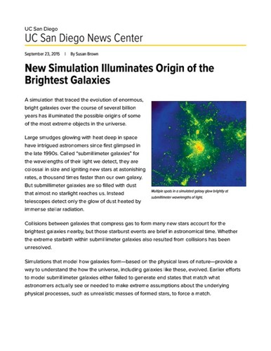 New Simulation Illuminates Origin of the Brightest Galaxies