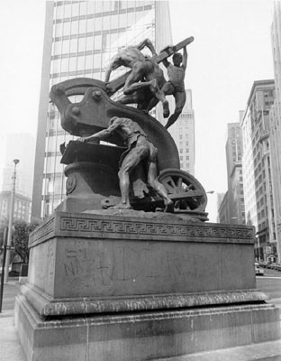 [Donahue Monument, also known as the Mechanics Monument, on Market Street]