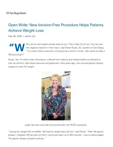 Open Wide: New Incision-Free Procedure Helps Patients Achieve Weight Loss