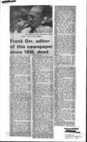 Frank Orr, editor of this newspaper since 1949, dead