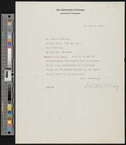 D.S. Whittlesey, letter, 1924-10-02, to Hamlin Garland