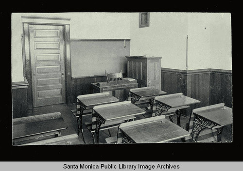 Classroom interior at the Sixth Street School, Santa Monica, Calif, built 1876