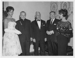 Roland Reed, S.J., John McCore, Mayor Sam Yorty, Loretta Young