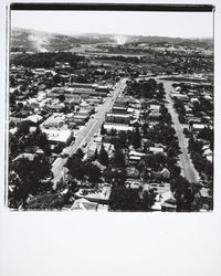 Aerial view of Cloverdale looking south along Highway 101, Cloverdale, California, 1967