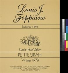 Louis J. Foppiano Russian River Valley petite sirah, vintage 1979 : alcohol 13% by volume