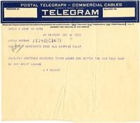 Telegram from William Randolph Hearst to Julia Morgan, December 16, 1923