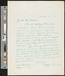 Anthony Euwer, letter, 1940-03-28, to Zulime Garland
