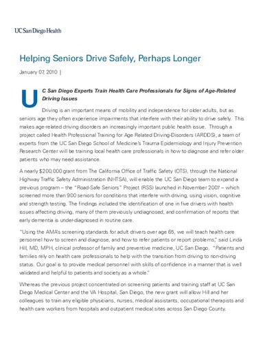 Helping Seniors Drive Safely, Perhaps Longer