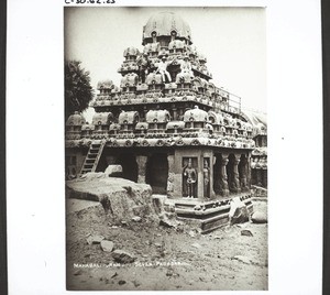 "Abandoned temple in Mahabalipuram, carved out of one single block of stone. (East coast, South India)."