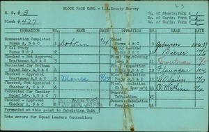 WPA block face card for household census (block 427) in Los Angeles County