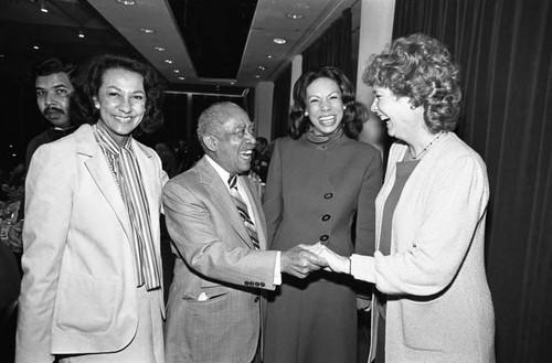 Judge Rose Bird greeting others at the Biltmore Hotel, Los Angeles, 1983