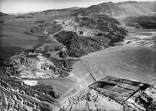 Aerial view of Death Valley's Furnace Creek Ranch and the Black Mountains