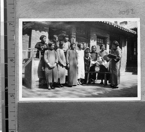 Child care class at Harwood Bible Training School, Fenyang, Shanxi, China, ca.1936-37
