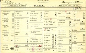 WPA household census for 307 S BUNKER HILL, Los Angeles