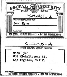 Social Security Card: Soon Hyun