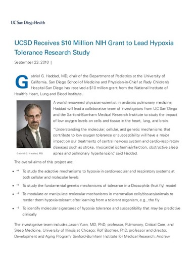 UCSD Receives $10 Million NIH Grant to Lead Hypoxia Tolerance Research Study
