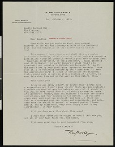 Percy MacKaye, letter, 1921-10-20, to Hamlin Garland