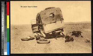 Wheel problems in the desert, Africa, ca.1920-1940