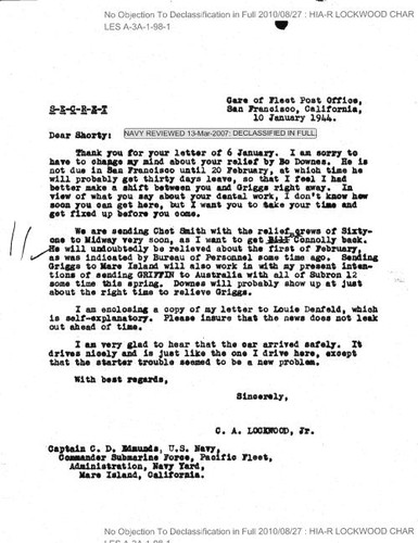 C. A. Lockwood letter to Captain C. D. Edmunds