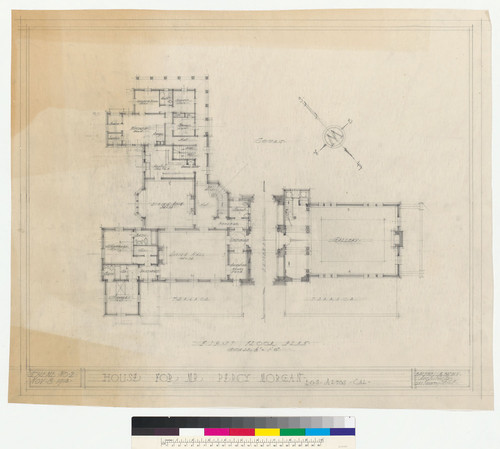First floor plan of proposed house for Percy Morgan, Los Altos, Calif