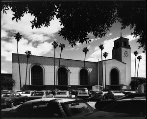 Los Angeles Union Station and a parking lot in front of it, Los ANgeles, ca.1970