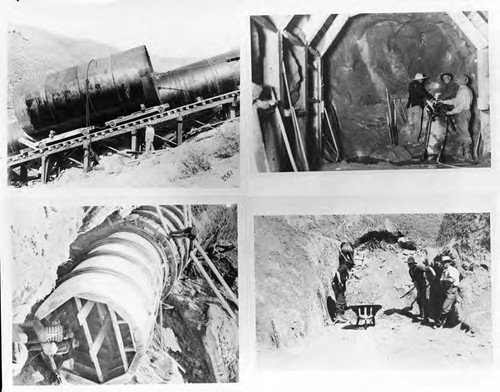 Four photo composite of the Los Angeles Aqueduct construction
