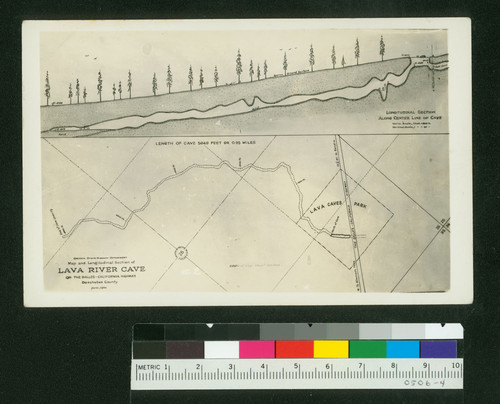 Map and Longitudinal Section of Lava River Cave on the Dalles-California Highway Deschutes County