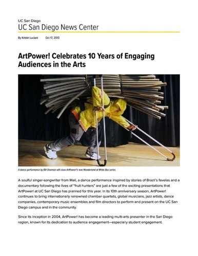 ArtPower! Celebrates 10 Years of Engaging Audiences in the Arts