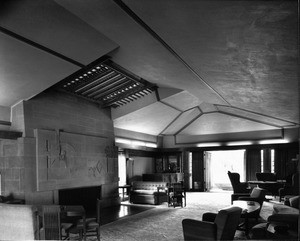 Interior view of the Hollyhock House, Los Angeles, 1921