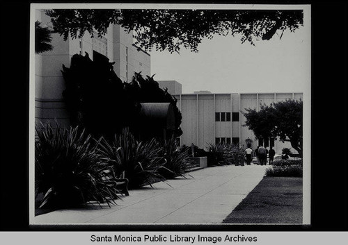 Santa Monica City Hall looking toward Los Angeles County Courts building on Main Street, Santa Monica, Calif