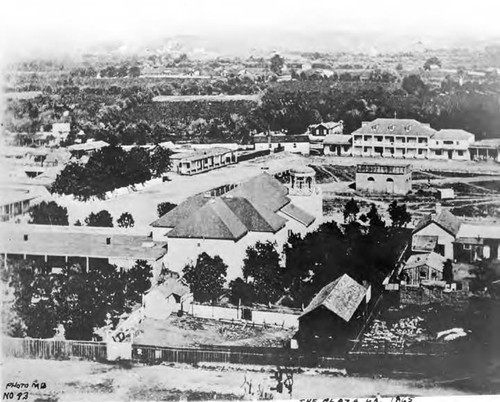 The Plaza, looking east, with first reservoir to the right of the picture, as it appeared in 1865