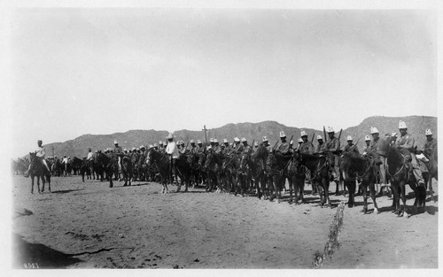 Mexican cavalry lined up on parade ground